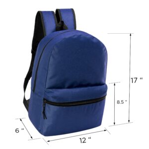 17" Kids Basic Wholesale Backpack in Navy - Bulk Case of 24 Backpacks Wholesale